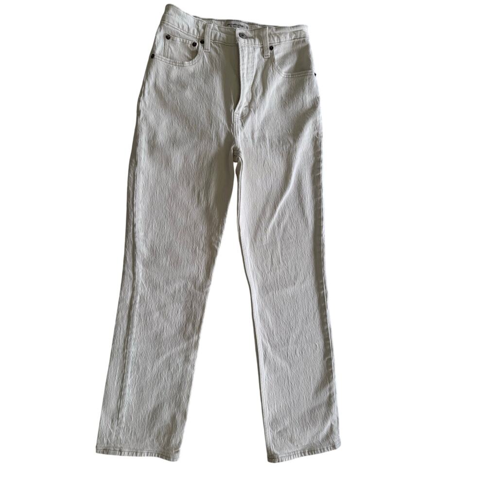 Abercrombie Womens 26 Short 90s Straight Ultra High Rise Ivory Cream Jeans 2S